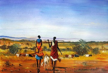 アフリカ人 Painting - アフリカの平原で